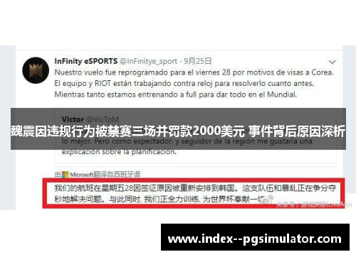 魏震因违规行为被禁赛三场并罚款2000美元 事件背后原因深析